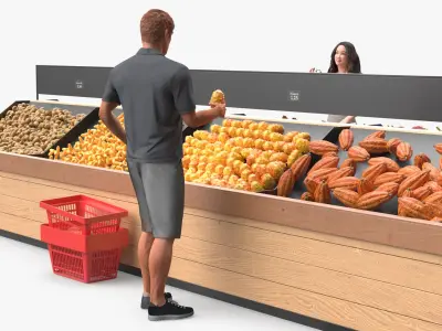  People Near Counter with Fresh Fruits 