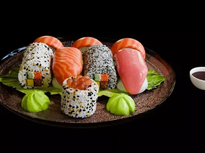 Asian food sushi combo Low-poly 3D model