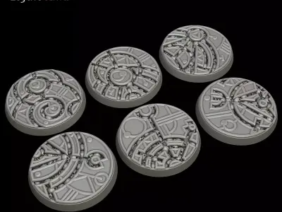 LegendGames Sci-Fi steel and skull bases 40mm round 3D print model