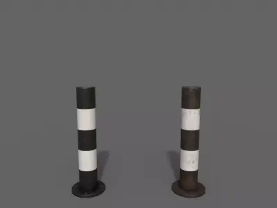 PBR Bollard BlackWhite Low-poly 3D model