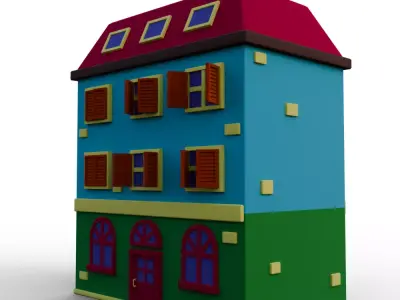 Stylized Floating Island House 09 Low-poly 3D model