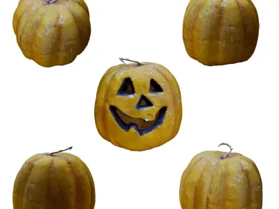 Halloween pumpkin complete SET with light and 55 ready renders Low-poly 3D model