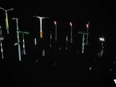 Cyberpunk Street Lights Low-poly 3D model