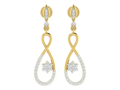 Light Weight Gold Diamond Earring  -earr34 3D print model