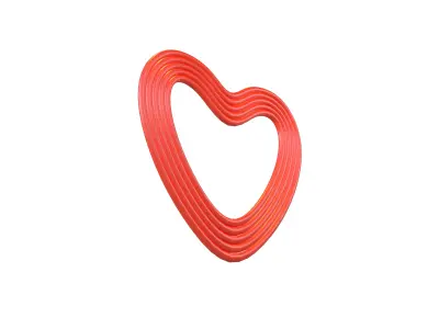 Line Heart Icon v1 002 Low-poly 3D model