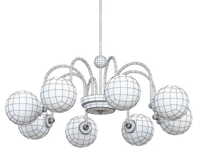 Modern Chrome Chandelier with White Glass Shade 3D model