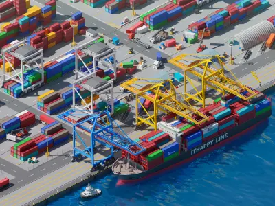 Port 1 Low-poly 3D model