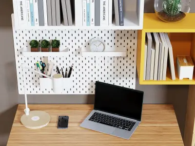 Workplace set with decor IKEA Sk 3 3D model