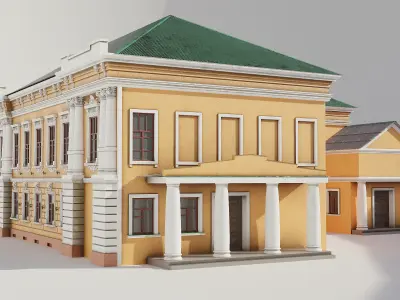 Old building Low-poly 3D model 2