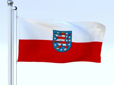 Animated Thuringia German State Flag Low-poly 3D model