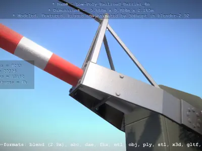 Low-Poly Railroad Barrier 4m Low-poly 3D model
