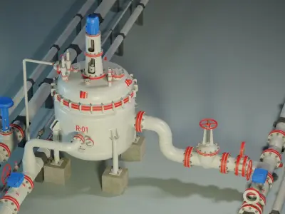 Industrial Agitated Reactor PBR Game Ready Low-poly 3D model