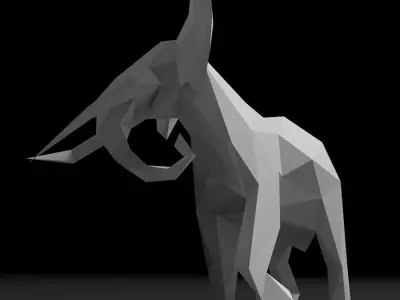 Low poly elephant polygonal 3D print model