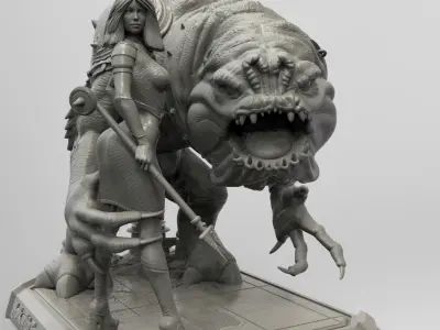 STAR WARS RANCOR TAMER GIRL PIN UP 3D print model