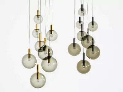Brass and Smoked Glass Ceiling Lights 3D model