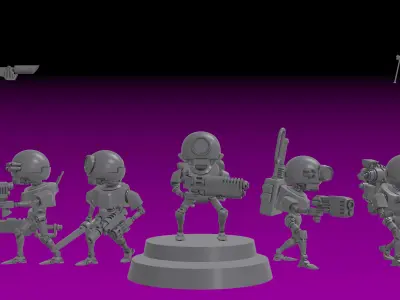 ENGINE CULT SERVOCORES - ASSISTANT DROID SQUAD -MONOPOSE- 28mm 3D print model