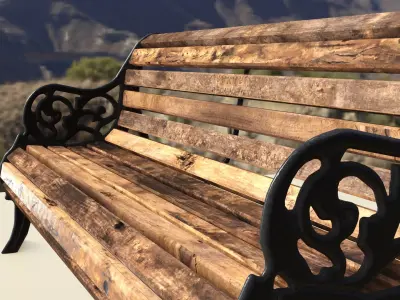 Public Bench  Low-poly 3D model
