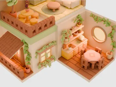 Cute Interior Assets Low-poly 3D model