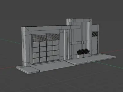 Door and modern facade LOWPOLY Low-poly 3D model