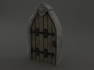 Medieval Door Stone Ornament Arched 3D Model Low-poly 3D model