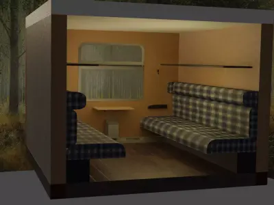 Railway Carriage Interior Low-poly 3D model