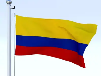 Animated Colombia Flag Low-poly 3D model