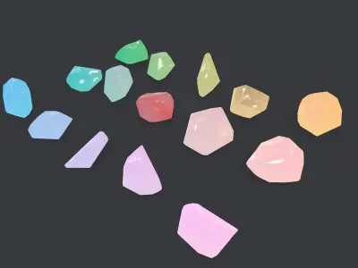 crystal set sprite of colored gemstones Low-poly 3D model