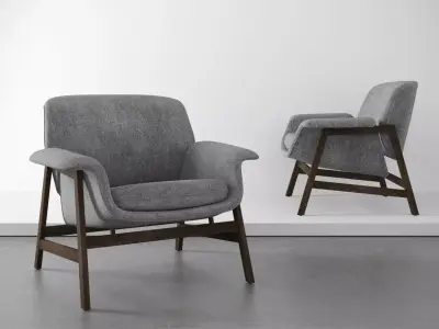 Armchair lounge chair with wooden legs 3D model purchase