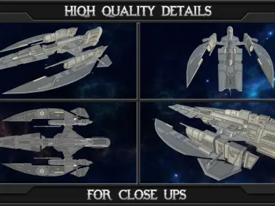 Space fighter D46 Trident Low-poly 3D model