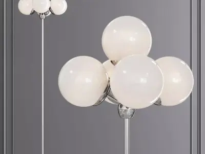 Modo Floor Lamp 5 Globes Polished Nickel and Cream Glass 3D model