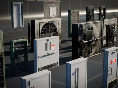 Real World Door Set - UE4 Low-poly 3D model