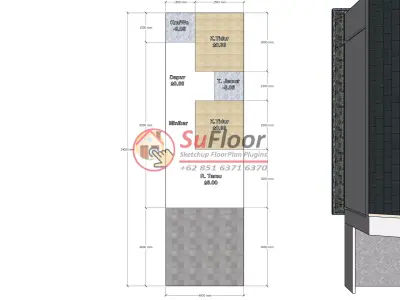 House 4x14m code 640 - Sketchup 3D model 3D model 3D model