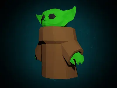 BABY YODA PAPERCRAFT    low poly statue 3D model