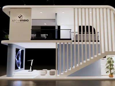 Double decker booth 8m x 10 m 3D Model 3D model