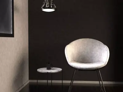 Lampshade pendant light with candle inside 3D model