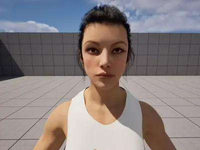 A muscular female Low-poly 3D model