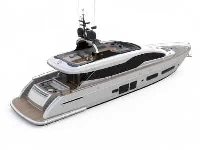 Modern Flybridge Luxury Motor Yacht 3D Model  Maritime Elegance Low-poly 3D model