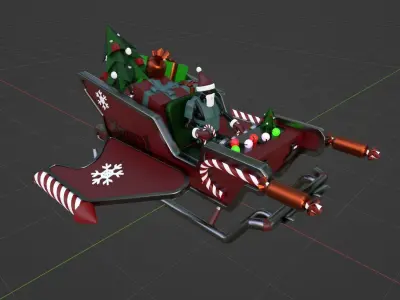 Xmas Robo Santa Sleigh 2023 Low-poly 3D model