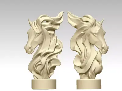 stylized horse statue 3D print model