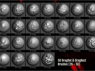 Labs Flesh Blob Maker 350 ZBrush Brushes and 50 Alphas 3D model