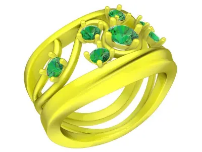 Artistic Emerald Style Diamond Ring Jewelry 7073 3D print model