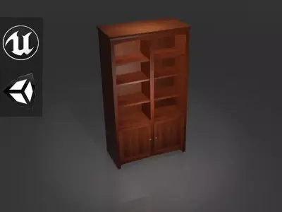 Bookcase with Door Low-poly 3D model