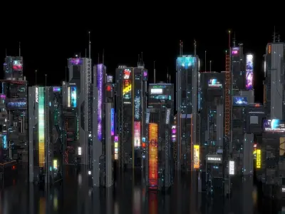 Scifi building Cyberpunk Futuristic building Kitbash Bundle 3D model