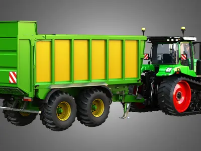 Fendt - MT900 Tractor with Drakkar 6600 Trailer 3D Model Pack