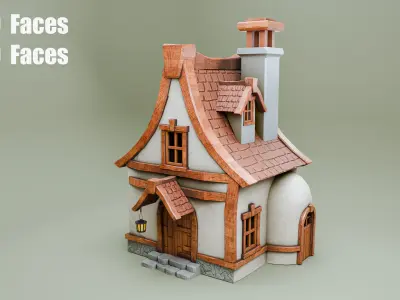 Stylized Fantasy House Pack Low Poly 3D Medieval Desert Houses Low-poly 3D model