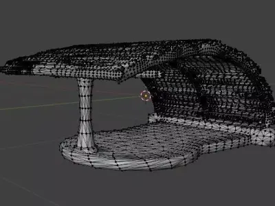 Rustic Organic Cantilever Pavilion Woven Timber Shelter Low-poly 3D model