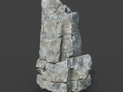 Low poly Gray Cracked Modular Rock 220118 Low-poly 3D model