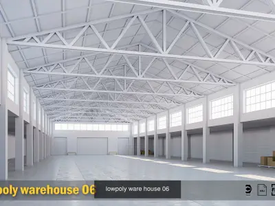5 low poly interior warehouse Vol 2 3D Model Pack
