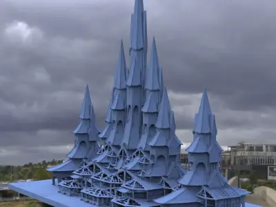 Witches leader houses together new with greenhouses 3D 3D model