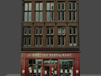 building 6 with windows and doors Low-poly 3D model